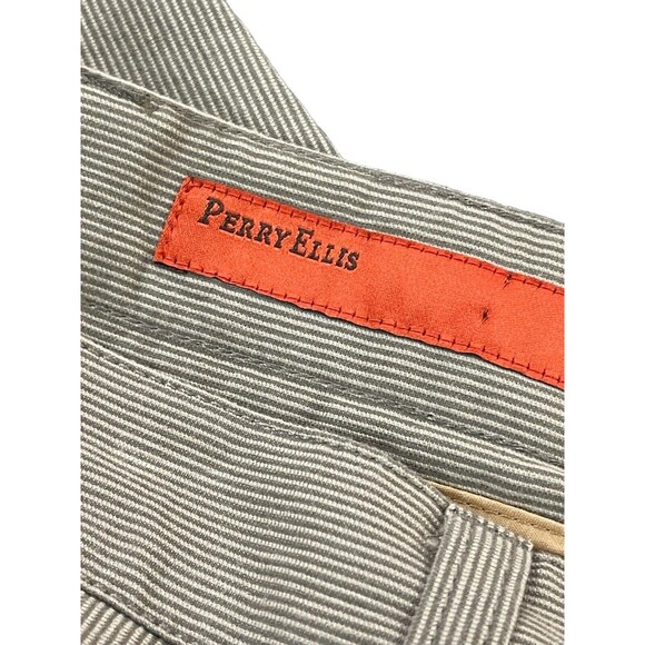 Perry Ellis Khaki Men’s Pinstriped Classic Cotton Pants 34/30 - Picture 4 of 7